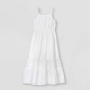 Cat & Jack White Tiered Eyelet Maxi Dress Size XL 14/16 Girls